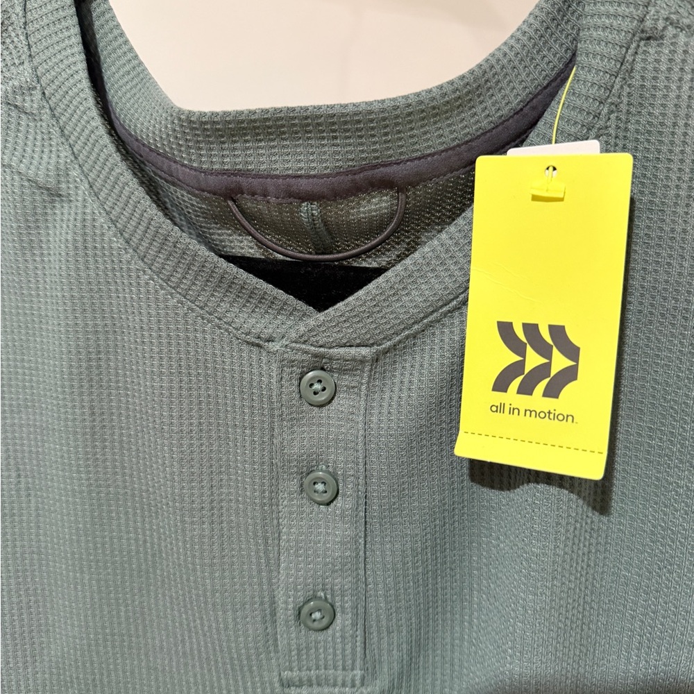 All in Motion Green Long Sleeve Henley - Picture 3 of 3